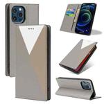 3-Splicing Flip Microfiber Leather Phone Case For iPhone 13 Pro Max(Grey)