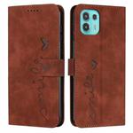 For Motorola Edge 20 Lite Skin Feel Heart Pattern Leather Phone Case(Brown)