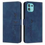 For Motorola Edge 20 Lite Skin Feel Heart Pattern Leather Phone Case(Blue)