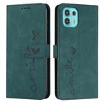 For Motorola Edge 20 Lite Skin Feel Heart Pattern Leather Phone Case(Green)