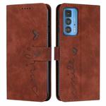 For Motorola Edge 20 Pro Skin Feel Heart Pattern Leather Phone Case(Brown)