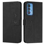 For Motorola Edge 20 Pro Skin Feel Heart Pattern Leather Phone Case(Black)