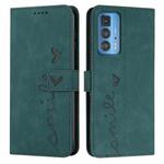 For Motorola Edge 20 Pro Skin Feel Heart Pattern Leather Phone Case(Green)