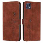 For Motorola Moto G50 5G Skin Feel Heart Pattern Leather Phone Case(Brown)