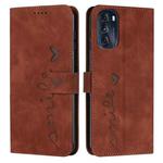 For Motorola Moto G 2022 5G Skin Feel Heart Pattern Leather Phone Case(Brown)