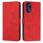 For Motorola Moto G 2022 5G Skin Feel Heart Pattern Leather Phone Case(Red)