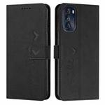 For Motorola Moto G 2022 5G Skin Feel Heart Pattern Leather Phone Case(Black)