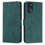 For Motorola Moto G 2022 5G Skin Feel Heart Pattern Leather Phone Case(Green)
