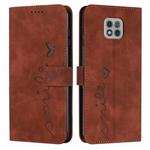 For Motorola Moto G Power 2021 Skin Feel Heart Pattern Leather Phone Case(Brown)