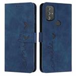 For Motorola Moto G Power 2022 Skin Feel Heart Pattern Leather Phone Case(Blue)