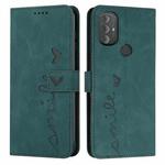 For Motorola Moto G Power 2022 Skin Feel Heart Pattern Leather Phone Case(Green)