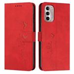 For Motorola Moto G Stylus 5G 2022 Skin Feel Heart Pattern Leather Phone Case(Red)