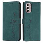 For Motorola Moto G Stylus 5G 2022 Skin Feel Heart Pattern Leather Phone Case(Green)