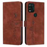 For Motorola Moto G Stylus 2021 5G Skin Feel Heart Pattern Leather Phone Case(Brown)