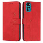 For Motorola Moto G22 Skin Feel Heart Pattern Leather Phone Case(Red)