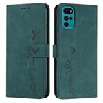 For Motorola Moto G22 Skin Feel Heart Pattern Leather Phone Case(Green)