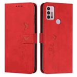 For Motorola Moto G30 Skin Feel Heart Pattern Leather Phone Case(Red)