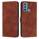 For Motorola Moto G40 Fusion/G60 Skin Feel Heart Pattern Leather Phone Case(Brown)