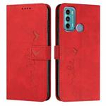 For Motorola Moto G40 Fusion/G60 Skin Feel Heart Pattern Leather Phone Case(Red)