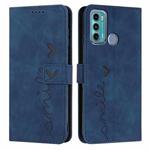 For Motorola Moto G40 Fusion/G60 Skin Feel Heart Pattern Leather Phone Case(Blue)