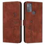 For Motorola Moto G50 Skin Feel Heart Pattern Leather Phone Case(Brown)
