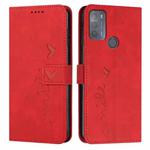 For Motorola Moto G50 Skin Feel Heart Pattern Leather Phone Case(Red)