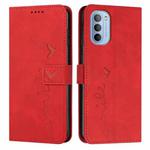 For Motorola Moto G51 5G Skin Feel Heart Pattern Leather Phone Case(Red)