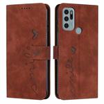 For Motorola Moto G60S Skin Feel Heart Pattern Leather Phone Case(Brown)