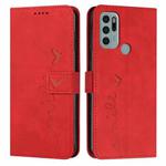 For Motorola Moto G60S Skin Feel Heart Pattern Leather Phone Case(Red)