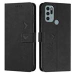 For Motorola Moto G60S Skin Feel Heart Pattern Leather Phone Case(Black)