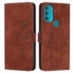 For Motorola Moto G71 5G Skin Feel Heart Pattern Leather Phone Case(Brown)