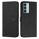 For Motorola Moto G200 Skin Feel Heart Pattern Leather Phone Case(Black)