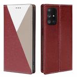 For Samsung Galaxy A32 5G 3-Splicing Flip Microfiber Leather Phone Case(Red Grey)