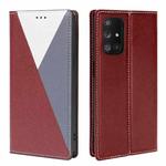 For Samsung Galaxy A32 5G 3-Splicing Flip Microfiber Leather Phone Case(Red Blue)