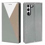 For Samsung Galaxy S21+ 5G 3-Splicing Flip Microfiber Leather Phone Case(Grey)