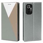 For Xiaomi Redmi Note 10 Pro 3-Splicing Flip Microfiber Leather Phone Case(Grey)