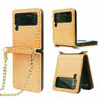 For Samsung Galaxy Z Flip3 5G Crocodile Texture Folding Phone Case(Orange Red)