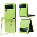 For Samsung Galaxy Z Flip3 5G Crocodile Texture Folding Phone Case(Light Green)