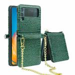 For Samsung Galaxy Z Flip3 5G Crocodile Texture Folding Phone Case(Dark Green)