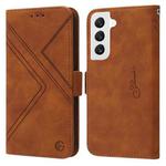 For Samsung Galaxy S22 5G RFID Geometric Line Flip Leather Phone Case(Brown)