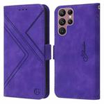 For Samsung Galaxy S22 Ultra 5G RFID Geometric Line Flip Leather Phone Case(Purple)