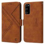 For Samsung Galaxy S20 FE RFID Geometric Line Flip Leather Phone Case(Brown)