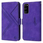 For Samsung Galaxy S20 FE RFID Geometric Line Flip Leather Phone Case(Purple)
