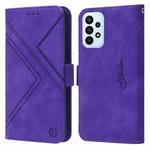 For Samsung Galaxy A23 4G RFID Geometric Line Flip Leather Phone Case(Purple)