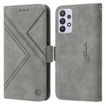 For Samsung Galaxy A32 5G RFID Geometric Line Flip Leather Phone Case(Grey)