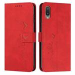 For Samsung Galaxy A02/M02 Skin Feel Heart Pattern Leather Phone Case(Red)