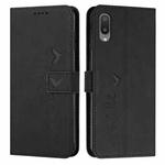 For Samsung Galaxy A02/M02 Skin Feel Heart Pattern Leather Phone Case(Black)