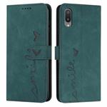 For Samsung Galaxy A02/M02 Skin Feel Heart Pattern Leather Phone Case(Green)