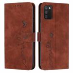 For Samsung Galaxy A02S 164mm EU Version Skin Feel Heart Pattern Leather Phone Case(Brown)