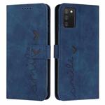 For Samsung Galaxy A02S 164mm EU Version Skin Feel Heart Pattern Leather Phone Case(Blue)